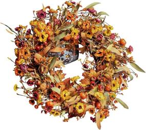 img 1 attached to Autumn Maple Leaves Wreath: 22” Floral Decor for Front Door, Farmhouse Thanksgiving Harvest Festival