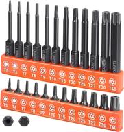 🔩 rexbeti 24-piece torx head screwdriver bit set - magnetic 1/4" hex shank - s2 steel tamper resistant star bits, 1" and 2.3" long drill bit logo