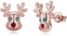 img 4 attached to 🦌 Hypoallergenic 14K Cute Small Animal CZ Reindeer Stud Earrings - Perfect Gifts for Girls and Women!