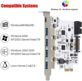 img 1 attached to 🔌 MZHOU 7 Ports PCI-E to USB 3.0 Expansion Card (Type C1&amp;A6) - High-Speed 5Gbps Data Transfer, Includes Front Panel Bay and Power Supply Cables for Windows 7/8/10/XP/Vista