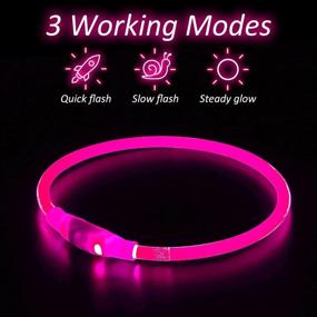 img 3 attached to Bseen LED Dog Collar - USB Rechargeable - Light Up Neon Collar for Dogs - Adjustable Size, High Visibility Dog Collar for Walking at Night (Pink)