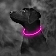 bseen led dog collar - usb rechargeable - light up neon collar for dogs - adjustable size, high visibility dog collar for walking at night (pink) logo