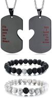 🐶 xuanpai stainless steel puzzle dog tag necklace for couples & his and hers yin yang distance beads bracelet logo