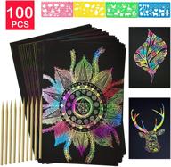 🌈 yukkly 100 sheets rainbow scratch paper bundle – scratch art paper set with black doodle pad, rainbow background, 10 wooden styluses, and 4 drawing stencils… logo