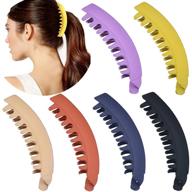 🍌 set of 6 large banana clips | ideal for thick hair | non-slip ponytail holder clips for women and girls | 6 assorted colors logo