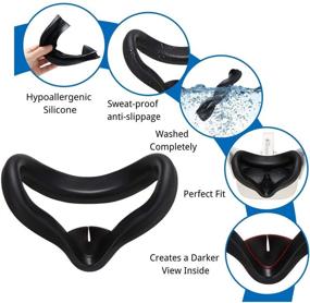 img 3 attached to 🔵 Enhance Your Oculus Quest 2 Experience with Sweatproof VR Face Silicone Cover and Cushion - Black + Blue