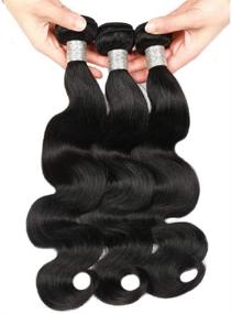 img 1 attached to 🌊 NARFIRE Brazilian Body Wave Human Hair Bundles - Natural Black Color Wavy Hair Extensions: Top-Quality Weave Bundle for Stunning Wigs (1 Pack)