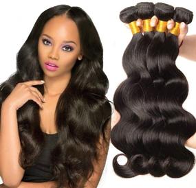 img 4 attached to 🌊 NARFIRE Brazilian Body Wave Human Hair Bundles - Natural Black Color Wavy Hair Extensions: Top-Quality Weave Bundle for Stunning Wigs (1 Pack)