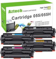 aztech compatible canon 055 055h toner cartridge replacement for canon color imageclass mf743cdw mf741cdw mf745cdw lbp664cdw mf743 ink with chip (4-pack, black cyan magenta yellow) logo