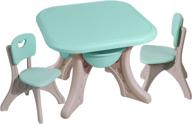 🪑 redswing kids table and chairs set with center storage box: ideal for arts, crafts, snack time, homework - baby blue logo