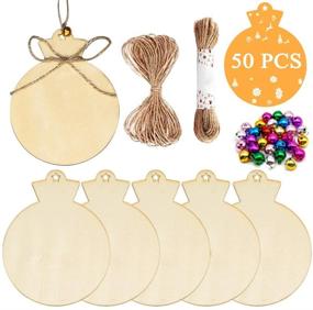 img 4 attached to 🪵 Jolik Large 5.1" Wooden Ornament: Natural Wood Slices for Crafts & Christmas Decorations - Set of 50