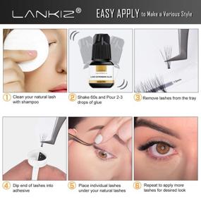 img 1 attached to DIY Lash Extension Kit for Home Use - LANKIZ Luxury Eyelash Extensions System for Self Application - Pack of Individual Lashes, Sensitive Eyelash Extension Glue, Lash Tweezer, and Lash Shampoo