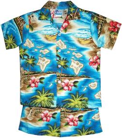 img 2 attached to Hibiscus Hawaiian Island Turquoise Clothing Sets for Boys - RJC Brand