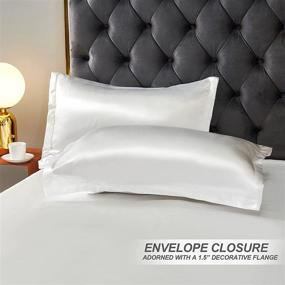 img 3 attached to 🛏️ Hodo Home Satin White Queen Size Duvet Cover - 100% Microfiber 3 Piece Silk-Like Comforter Cover, Ultra Soft and Breathable Bedding Set with Zipper Closure &amp; Corner Ties - White (Full/Queen)