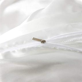 img 1 attached to 🛏️ Hodo Home Satin White Queen Size Duvet Cover - 100% Microfiber 3 Piece Silk-Like Comforter Cover, Ultra Soft and Breathable Bedding Set with Zipper Closure &amp; Corner Ties - White (Full/Queen)