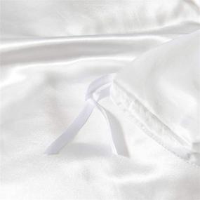 img 2 attached to 🛏️ Hodo Home Satin White Queen Size Duvet Cover - 100% Microfiber 3 Piece Silk-Like Comforter Cover, Ultra Soft and Breathable Bedding Set with Zipper Closure &amp; Corner Ties - White (Full/Queen)