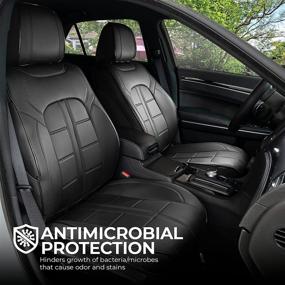 img 3 attached to 🚗 1370048 Season Guard Antimicrobial Adventurer Car Seat Cover- 3D Semi-Custom Luxury Faux Leather- Universal Fit for Car Seats, Small Truck Seats and Compact SUV Seats- Black