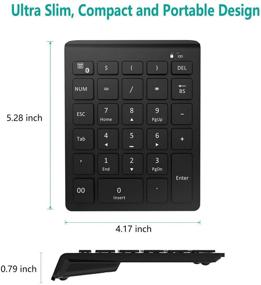 img 3 attached to 🔢 Wireless Bluetooth 28-Key Numeric Keypad - Lekvey Portable Number Pad for Financial Accounting Data Entry on Smartphones, Tablets, Surface Pro, Windows, Laptop & More