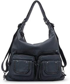 img 4 attached to 👜 Stylishly Soft: Women's Hobo Handbags in Exquisite Washed PU Leather