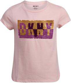 img 1 attached to 👚 DKNY Girls Sequin Short Sleeve T-Shirt - Top Choice for Girls' Clothing