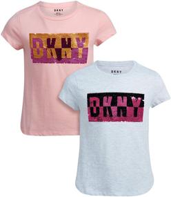 img 4 attached to 👚 DKNY Girls Sequin Short Sleeve T-Shirt - Top Choice for Girls' Clothing