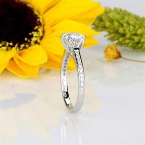 img 2 attached to 💍 2 Carat Round CZ Stone Platinum Plated Sterling Silver Solitaire Wedding Engagement Ring - 6 Prong Setting (Size 5 to 9)