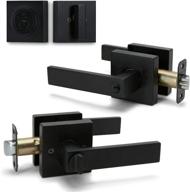 🚪 matte black entry lever door handle and single cylinder deadbolt lock combo - heavy duty square locking lever set for left or right-handed doors - interior/exterior door levers логотип