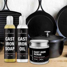 img 2 attached to 🔧 Culina Supreme Cast Iron Care Set: Restoring Scrub, Cleaning Soap & Conditioning Oil - Best for Cleaning, Washing & Restoring 100% Plant-Based Cookware, Skillets, Pans & Grills!