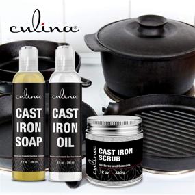 img 3 attached to 🔧 Culina Supreme Cast Iron Care Set: Restoring Scrub, Cleaning Soap & Conditioning Oil - Best for Cleaning, Washing & Restoring 100% Plant-Based Cookware, Skillets, Pans & Grills!