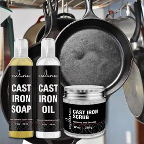 img 1 attached to 🔧 Culina Supreme Cast Iron Care Set: Restoring Scrub, Cleaning Soap & Conditioning Oil - Best for Cleaning, Washing & Restoring 100% Plant-Based Cookware, Skillets, Pans & Grills!