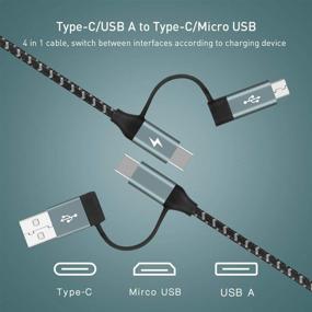 img 3 attached to 🔌 Fast Charging Cable, MOMAX 4 in 1 USB C/USB A to USB C/Micro USB PD 60W Nylon Braided Multi USB Cable Adapter for Android, Data Transfer, QC Fast Charging (Grey)