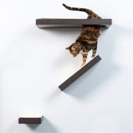 🐱 petfusion cat wall shelves - sisal scratch surfaces & plush lounge, neutral design & color tones. easy & secure mounting, espresso finish логотип