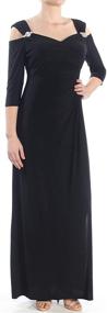 img 4 attached to 👗 R&M Richards Women's Plus Size Empire Waist Cold Shoulder Dress with Sleeves - Large: Stylish and Flattering!