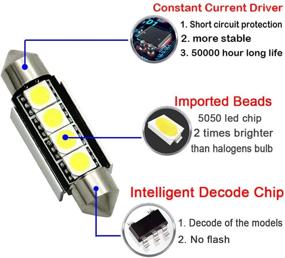 img 2 attached to 🚗 Botepon 4pcs 211-2 212-2 578 LED Festoon Bulb 42mm 5050 3SMD Canbus Error-Free for Car Interior Dome/Map/Trunk/License Plate Light in Red