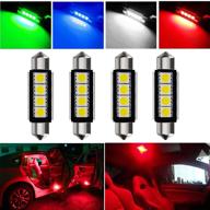 🚗 botepon 4pcs 211-2 212-2 578 led festoon bulb 42mm 5050 3smd canbus error-free for car interior dome/map/trunk/license plate light in red logo