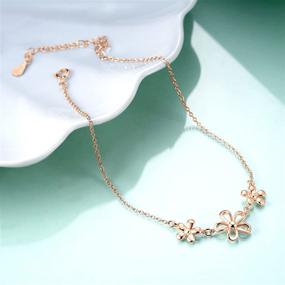 img 1 attached to 🌼 Stylish and versatile adjustable Sterling Silver Anklet with Daisy Flower, Star, and Cross charms - Perfect Gift for Women, Teens, and Girls