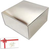 🎁 pack of 10 elegant silver gift boxes with 10 thank you cards - premium-quality 400gsm cardboard boxes with lids for gifts 8x8x4 - perfect as cupcake boxes, bridesmaids gifts, party decor, christmas presents, birthdays, weddings, events logo