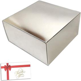 img 4 attached to 🎁 Pack of 10 Elegant Silver Gift Boxes with 10 Thank You Cards - Premium-Quality 400gsm Cardboard Boxes with Lids for Gifts 8x8x4 - Perfect as Cupcake Boxes, Bridesmaids Gifts, Party Decor, Christmas Presents, Birthdays, Weddings, Events