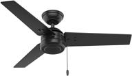 🏡 upgrade your space with the hunter cassius indoor/outdoor ceiling fan, 44" pull chain, matte black logo