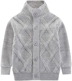 img 4 attached to Motteecity Boys' Stand Collar Woolen Sweater Cardigan for Solid Warmth