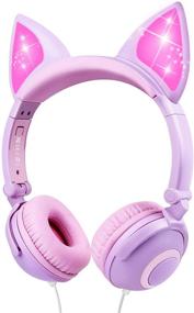 img 4 attached to 🐱 Esonstyle Kids Headphones Over Ear with LED Glowing Cat Ears, Safe Wired Kids Headsets Limited to 85dB Volume, Food Grade Silicone, 3.5mm Aux Jack, Cat-Inspired Design