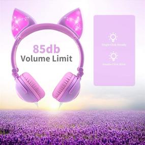 img 1 attached to 🐱 Esonstyle Kids Headphones Over Ear with LED Glowing Cat Ears, Safe Wired Kids Headsets Limited to 85dB Volume, Food Grade Silicone, 3.5mm Aux Jack, Cat-Inspired Design