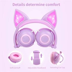 img 3 attached to 🐱 Esonstyle Kids Headphones Over Ear with LED Glowing Cat Ears, Safe Wired Kids Headsets Limited to 85dB Volume, Food Grade Silicone, 3.5mm Aux Jack, Cat-Inspired Design
