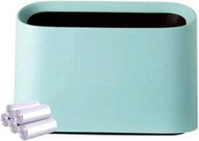 img 4 attached to 🗑️ Compact and Convenient Mini Trash Can: Perfect for Home, Office, and Bathroom Use with 100 Plastic Bags - Light Blue (Value)