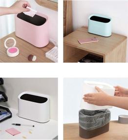 img 1 attached to 🗑️ Compact and Convenient Mini Trash Can: Perfect for Home, Office, and Bathroom Use with 100 Plastic Bags - Light Blue (Value)