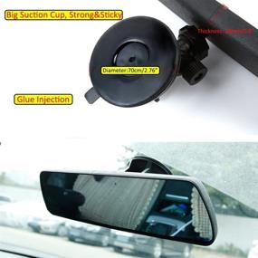 img 2 attached to 🚗 Universal Car Truck Interior Suction Cup Wide View Mirror - Day/Night Anti Glare Rearview Mirror with Blue Mirror (Deluxe Version)