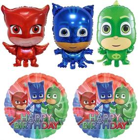 img 3 attached to 🎈 Набор из 5 шаров PJ Mask Friends для детских праздников - фольгированные шары для взрослых и детей с тематикой вечеринки; декорации с праздничной темой.