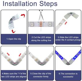 img 3 attached to 🔌 6 Packs of CENOZOIC L Shape 4-Pin RGB LED Connectors: 10mm Wide Right Angle Corner Solderless Adapter Terminal Extension for 5050 SMD RGB LED Light Strips