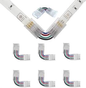 img 4 attached to 🔌 6 Packs of CENOZOIC L Shape 4-Pin RGB LED Connectors: 10mm Wide Right Angle Corner Solderless Adapter Terminal Extension for 5050 SMD RGB LED Light Strips