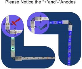 img 1 attached to 🔌 6 Packs of CENOZOIC L Shape 4-Pin RGB LED Connectors: 10mm Wide Right Angle Corner Solderless Adapter Terminal Extension for 5050 SMD RGB LED Light Strips